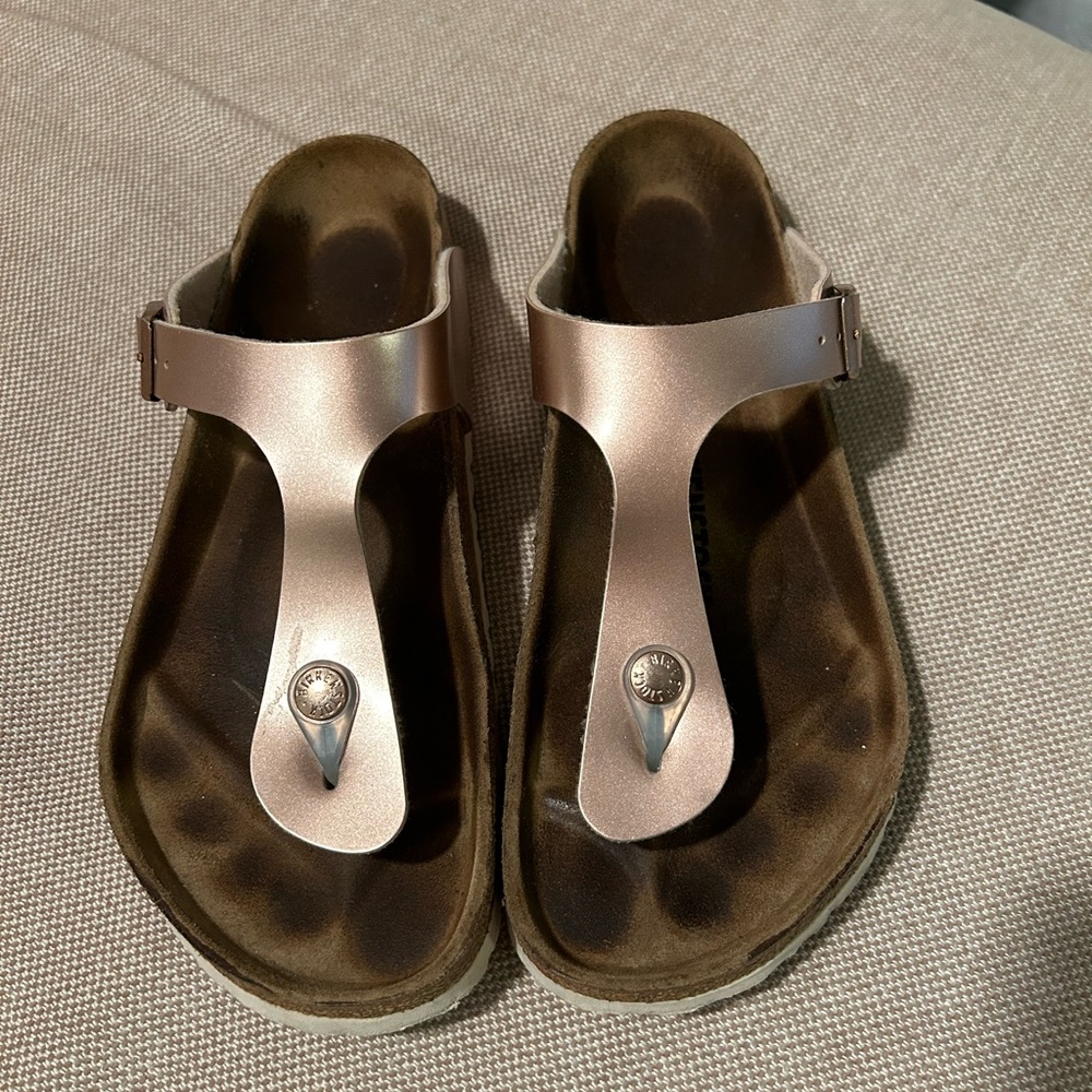 Birkenstock Gizeh Electric Metallic Copper Slide Sandal Flat Thong 39 8/8.5